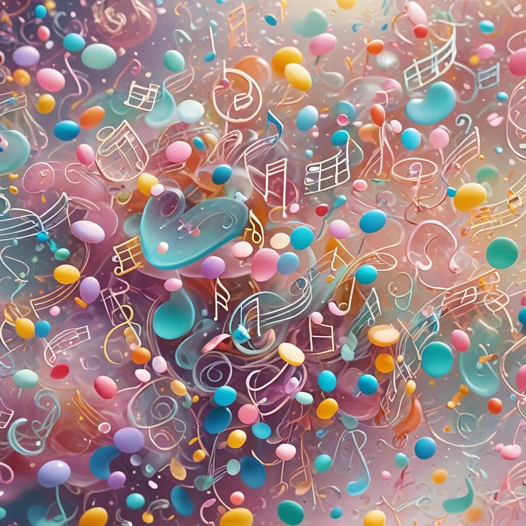 Colorful Candy Music Notes in Whimsical Digital Art