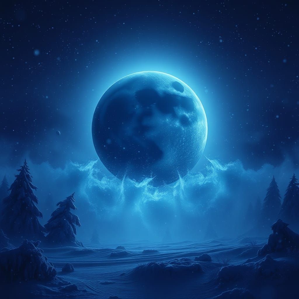 Black Moon Amidst Blizzard in Fantasy Concept Art