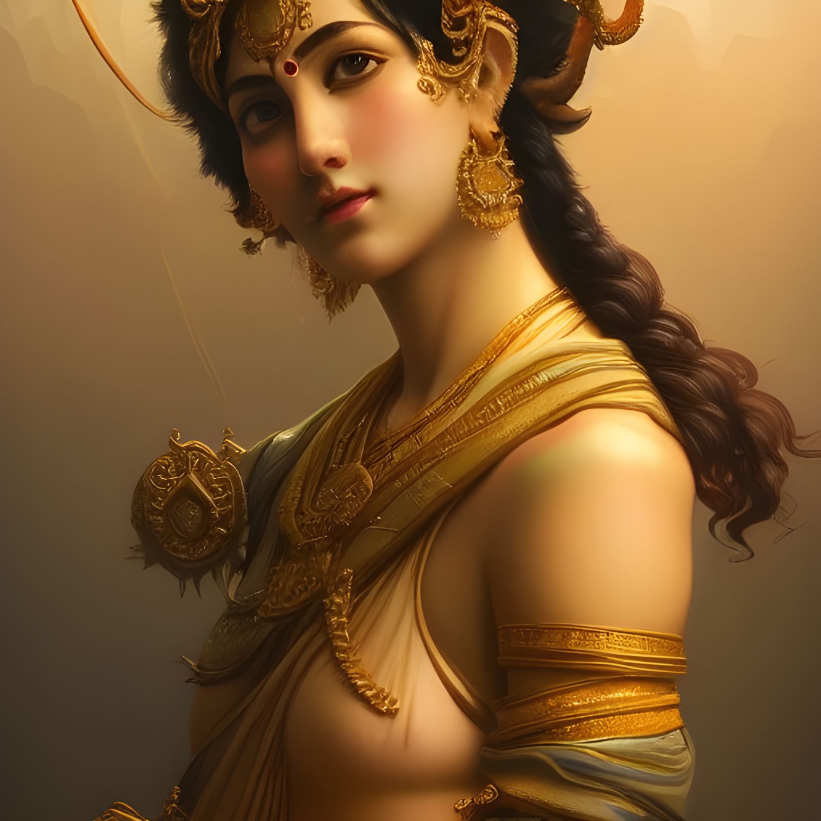 Rama and Sita Portrait in Art Nouveau Style