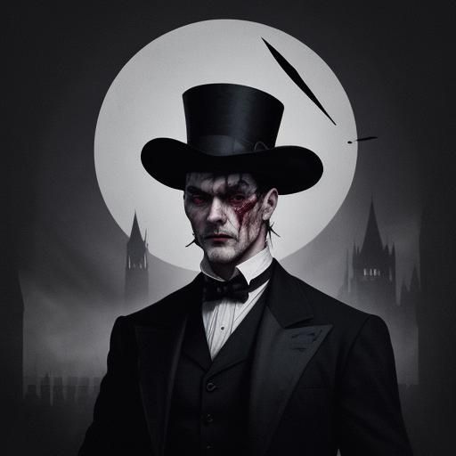 Vampire Umpire in Neo-Noir London, Digital Painting