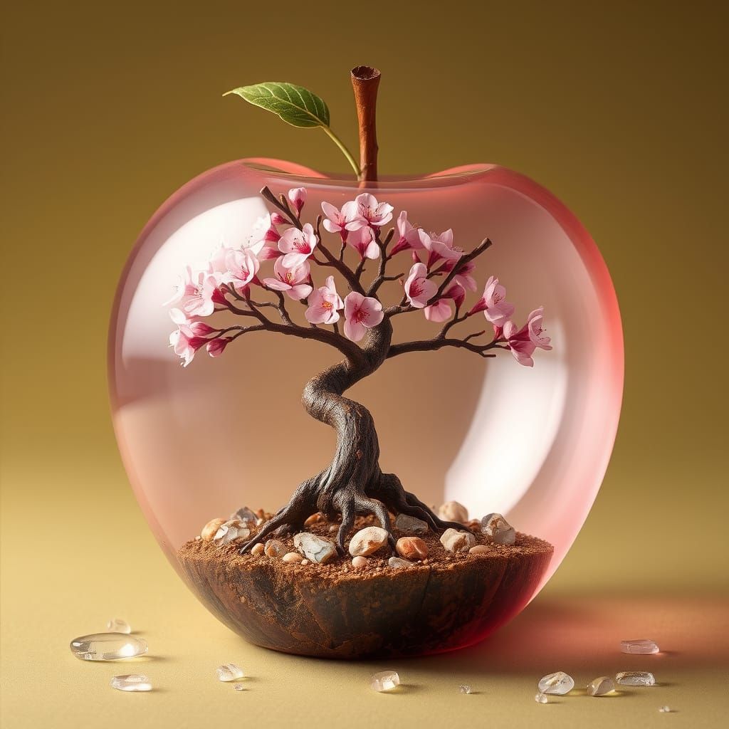 Enchanted Cherry Blossom Sanctuary Within a Glowing Pink App...