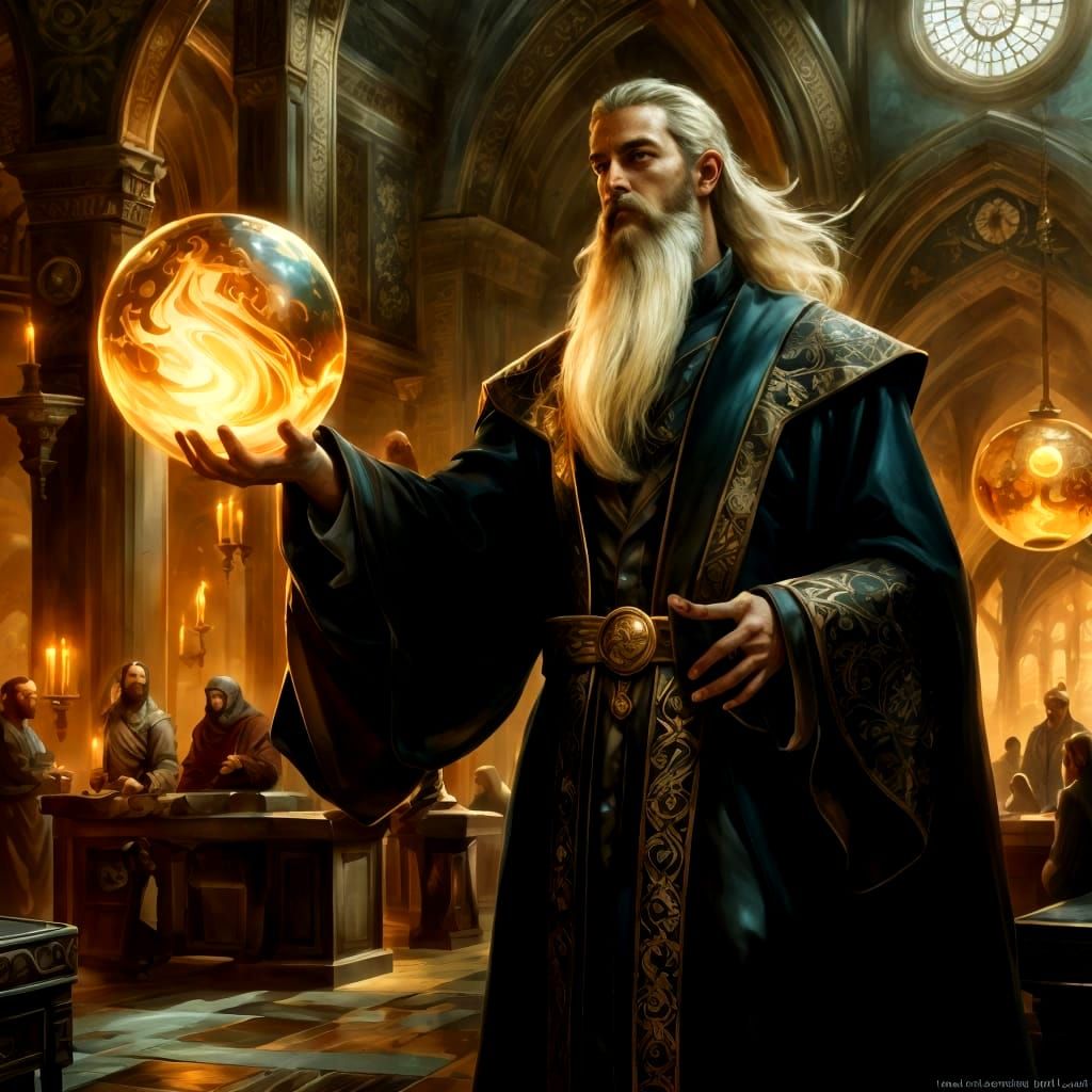Cleric with Sphere in Dramatic Lighting