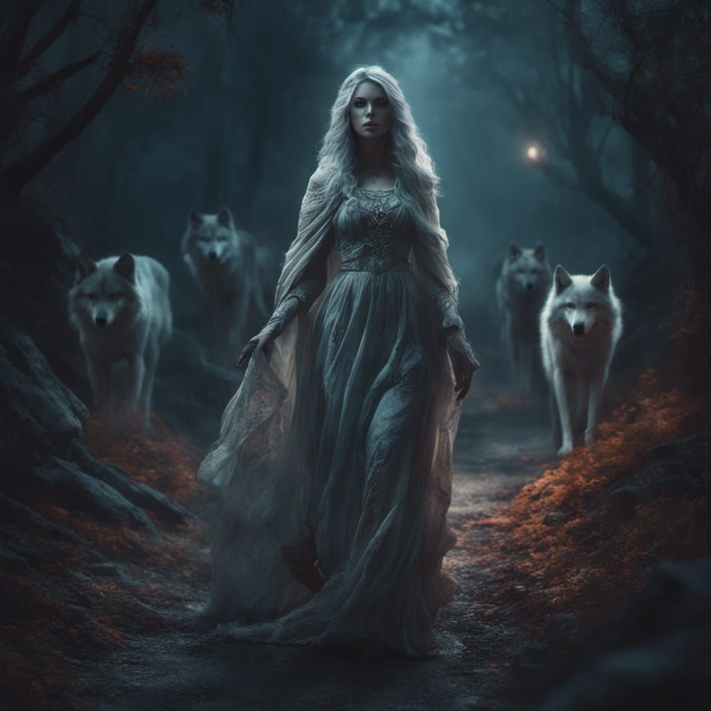 Ethereal Ghost on Dark Path: a Matte Painting