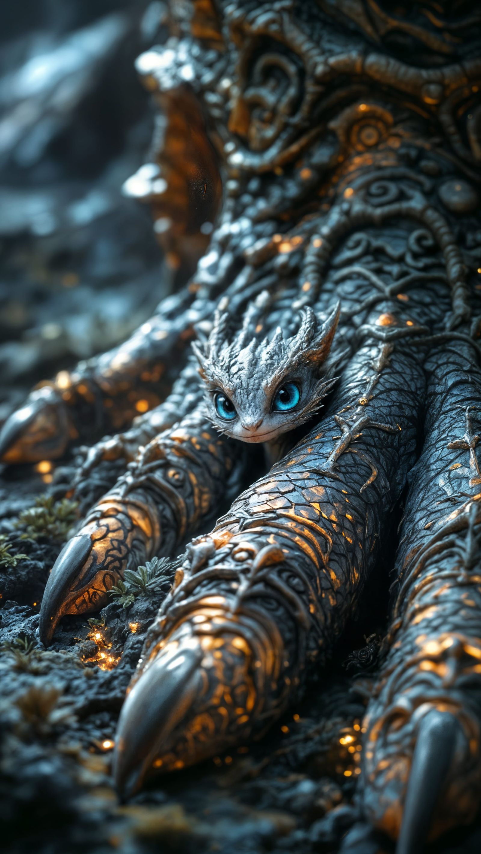 Hyperrealistic Fantasy Portrait of a Shy Baby Dragon