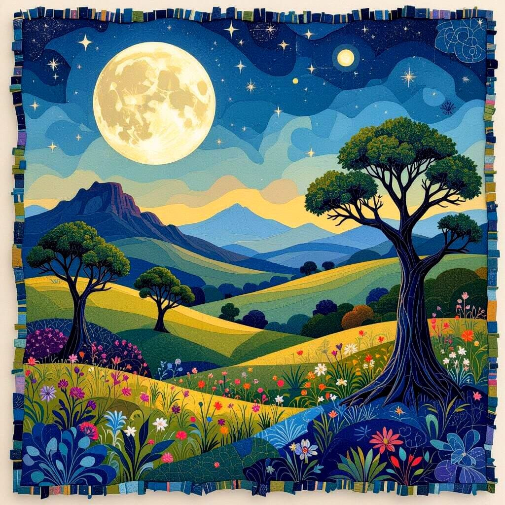 Magaliesberg Moonscape: Surreal 3D Collage Illustration