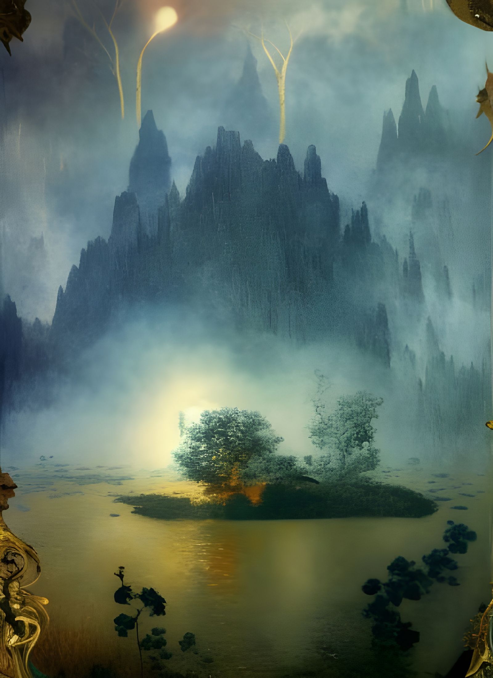 Biopunk Landscape with Erupting Pond, Chromatic Aberration