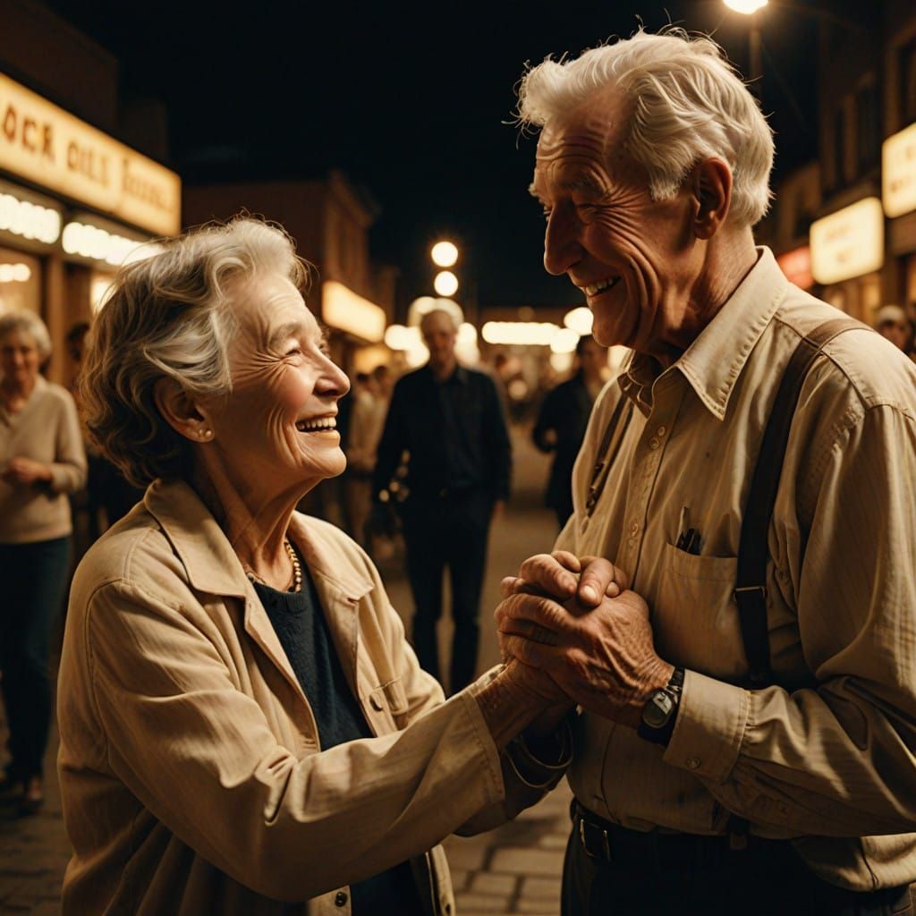 Joyful Elderly Couple in Warm, Cinematic Moment