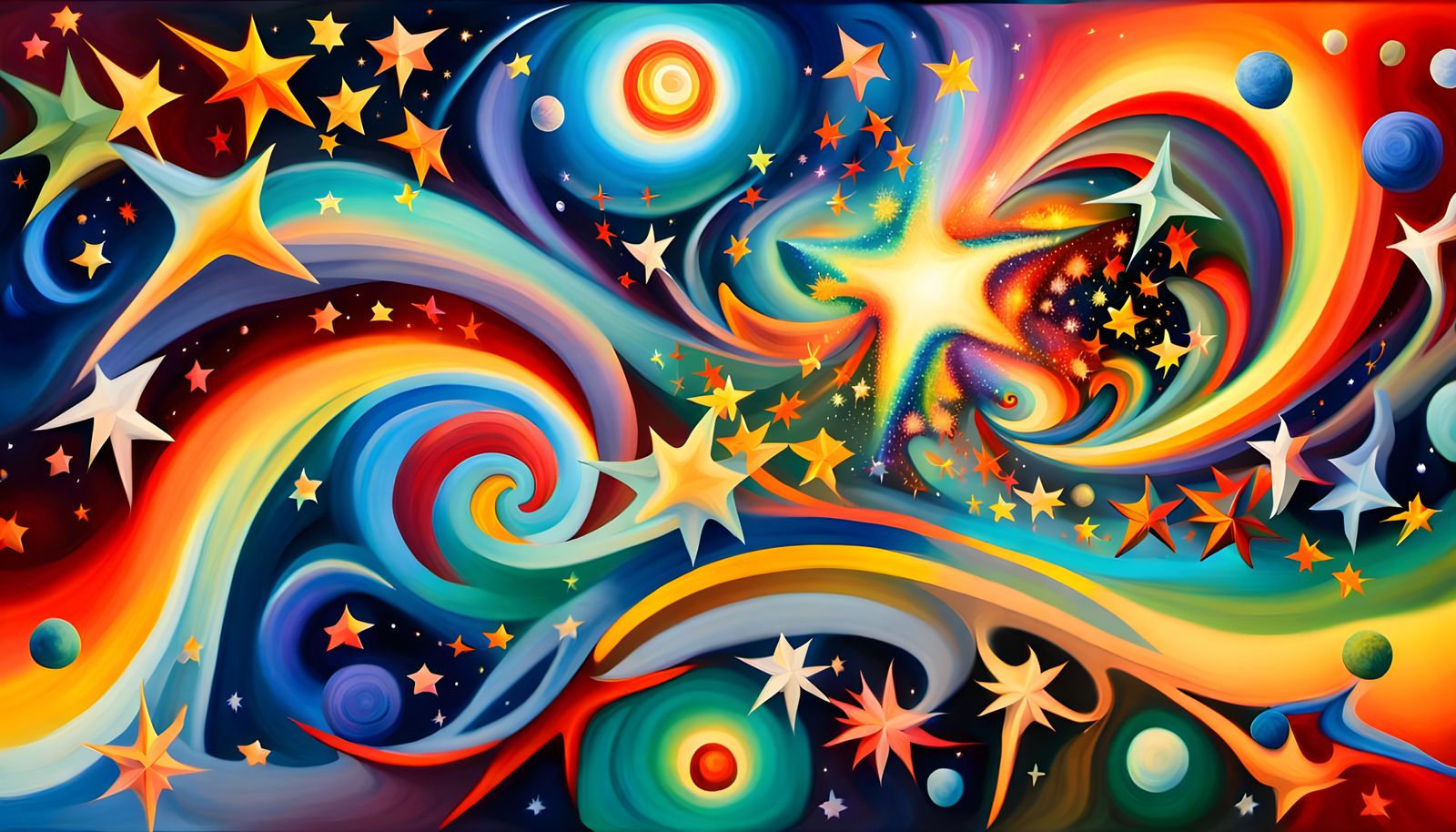 Iridescent Cosmic Firestorm Eruption in Impasto Style