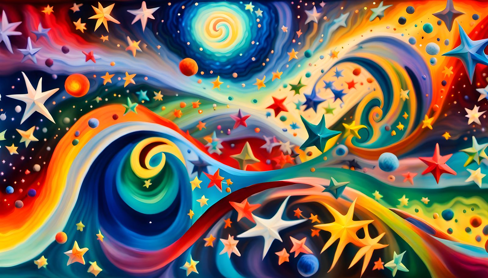 Cosmic Fire Storm Eruption as Impasto Painting