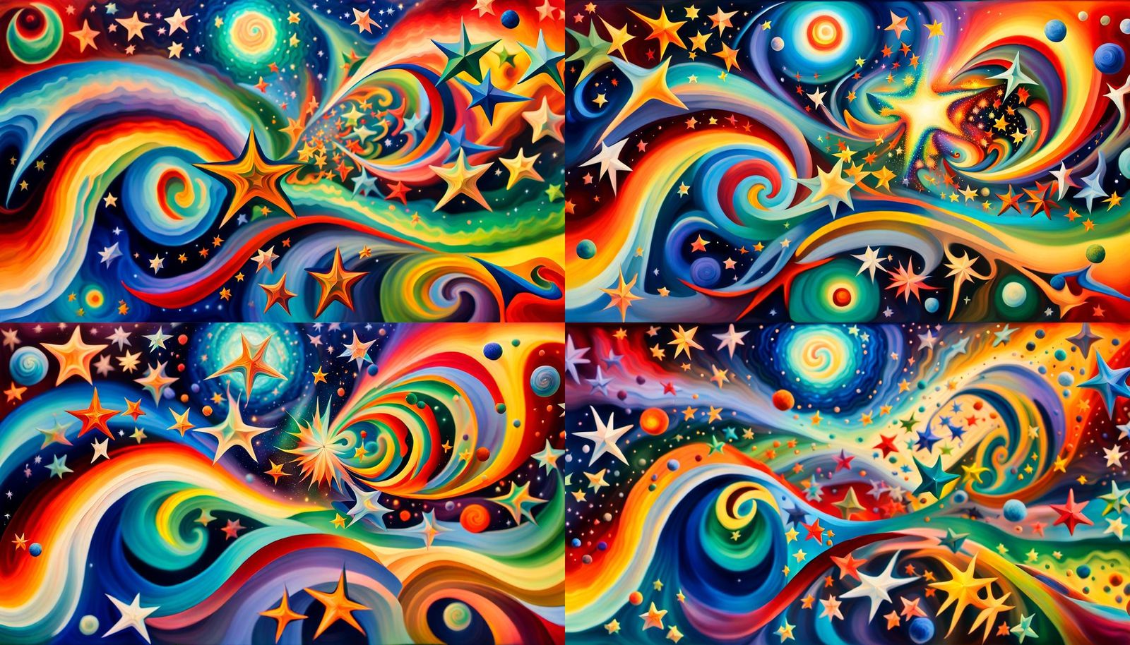 Iridescent Cosmic Fire Storm: Impasto Oil Painting