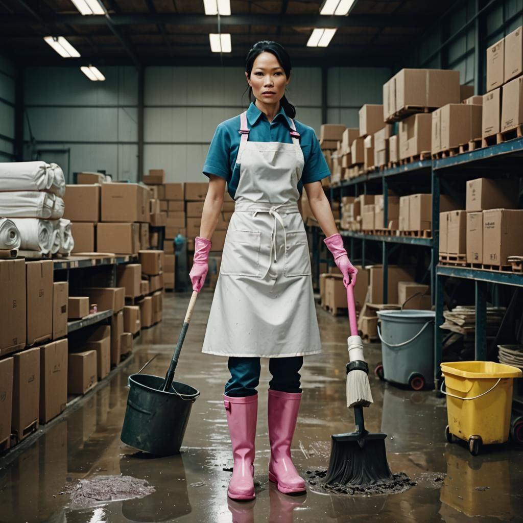 Lucy Liu as Warehouse Cleaner: Cinematic Film Still