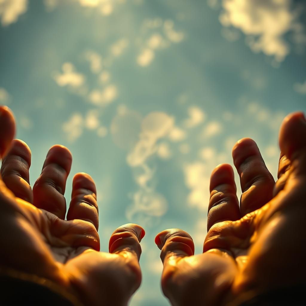 Hyper-Realistic Hands Imparting a Cloud of Love