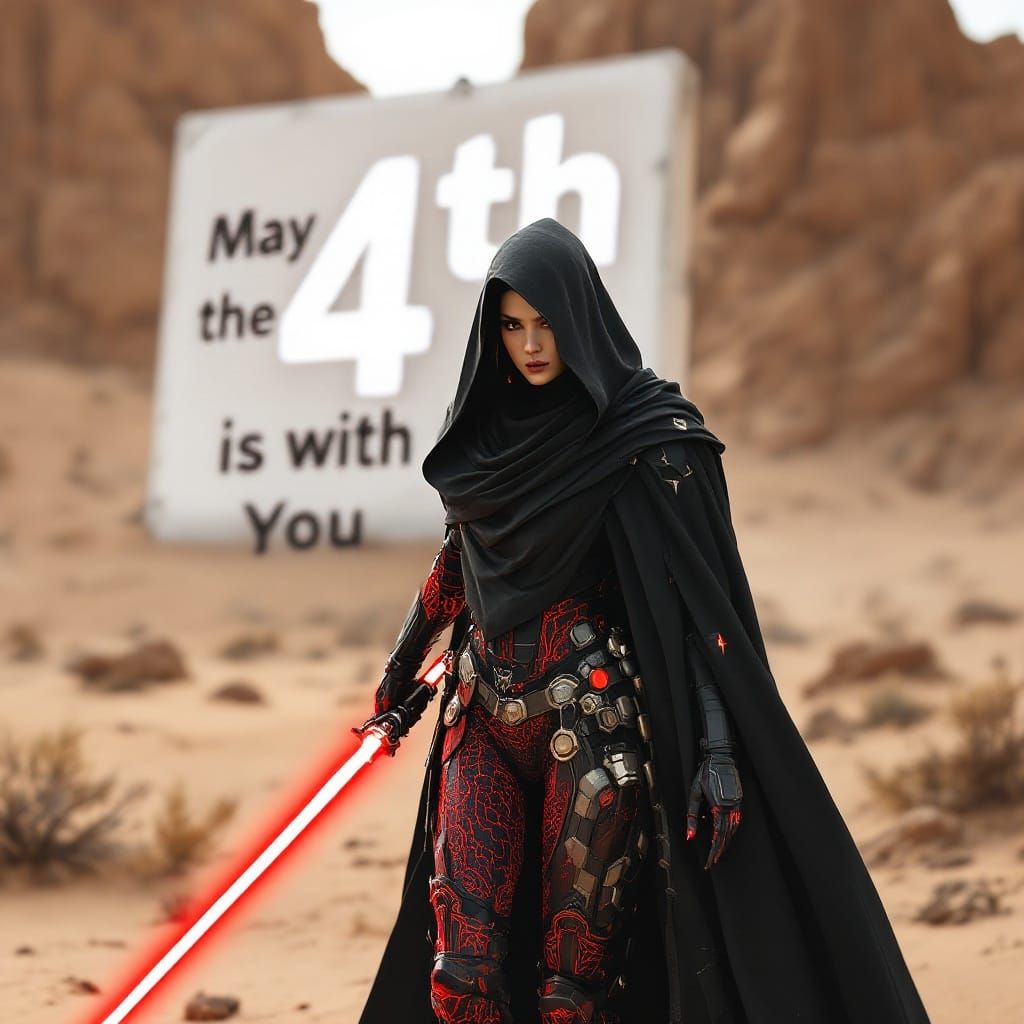 Female Warrior in Brutal Realism Sci-Fantasy Future Desert W...