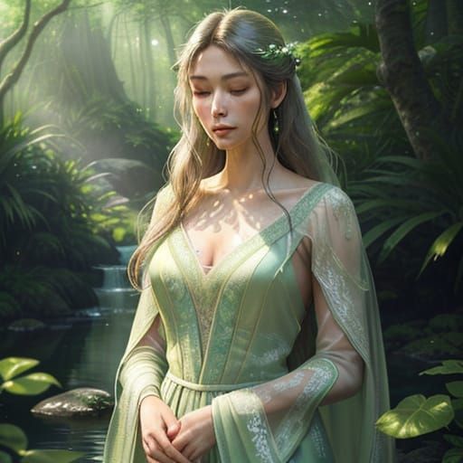 Ethereal Goddess in Lush Paradise