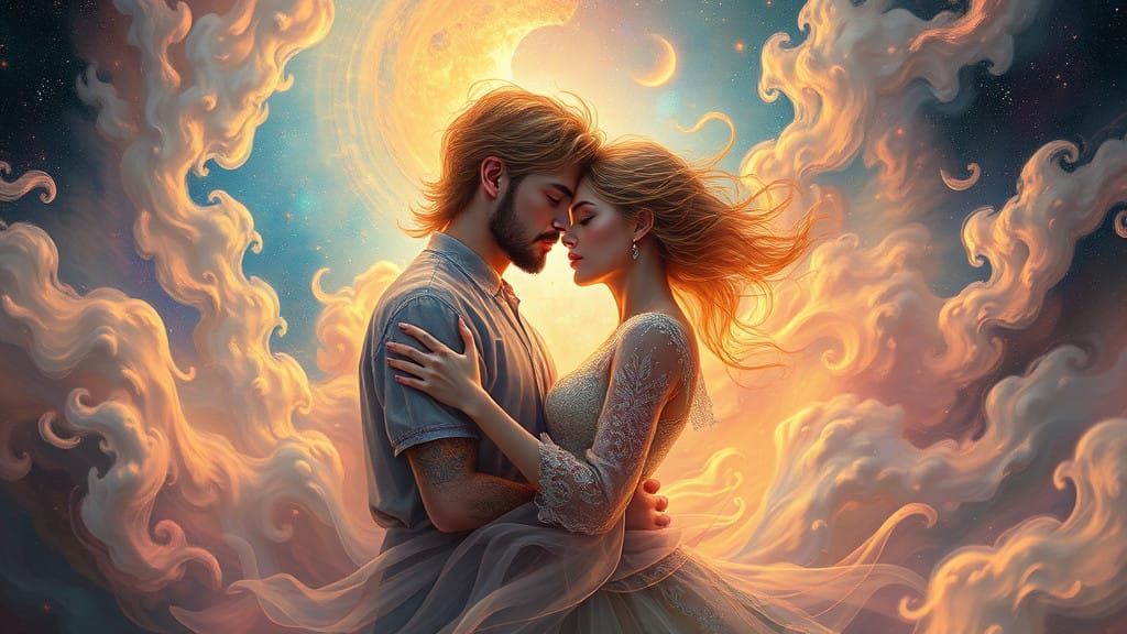 Ethereal Twin Souls in Astral Dimension Radiate Unity