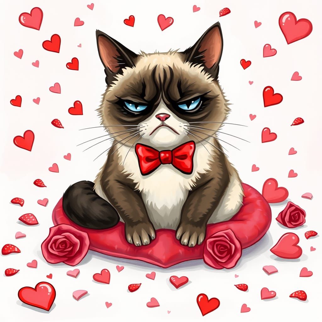 Whimsical Grumpy Cat Valentine