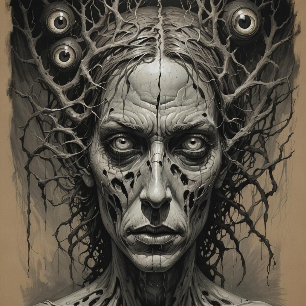 Out of darkness there is no light; Let the blind guide you in, deconstructed+hollowed eyes now blind-(self-induced:1.5)....