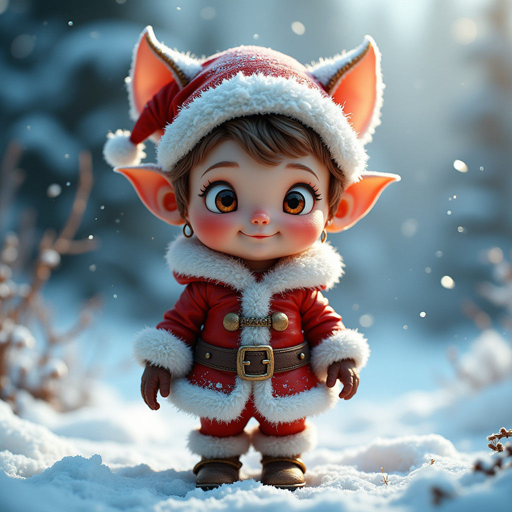 Baby Pixie as Santa's Helper in Winter Wonderland