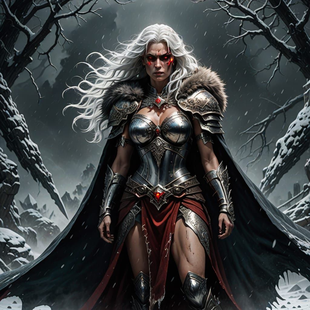 Barbarian Queen in Blizzard: Dark Fantasy Art