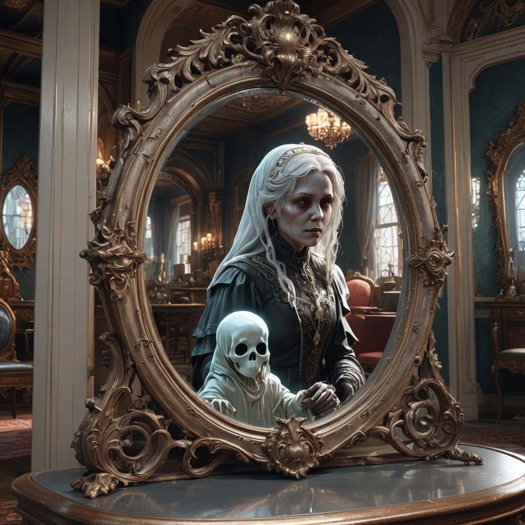 Baby Ghost in Haunted House Mirror, 3D Art