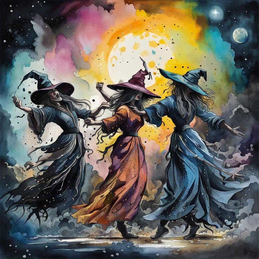 Witches dancing under the Moon
