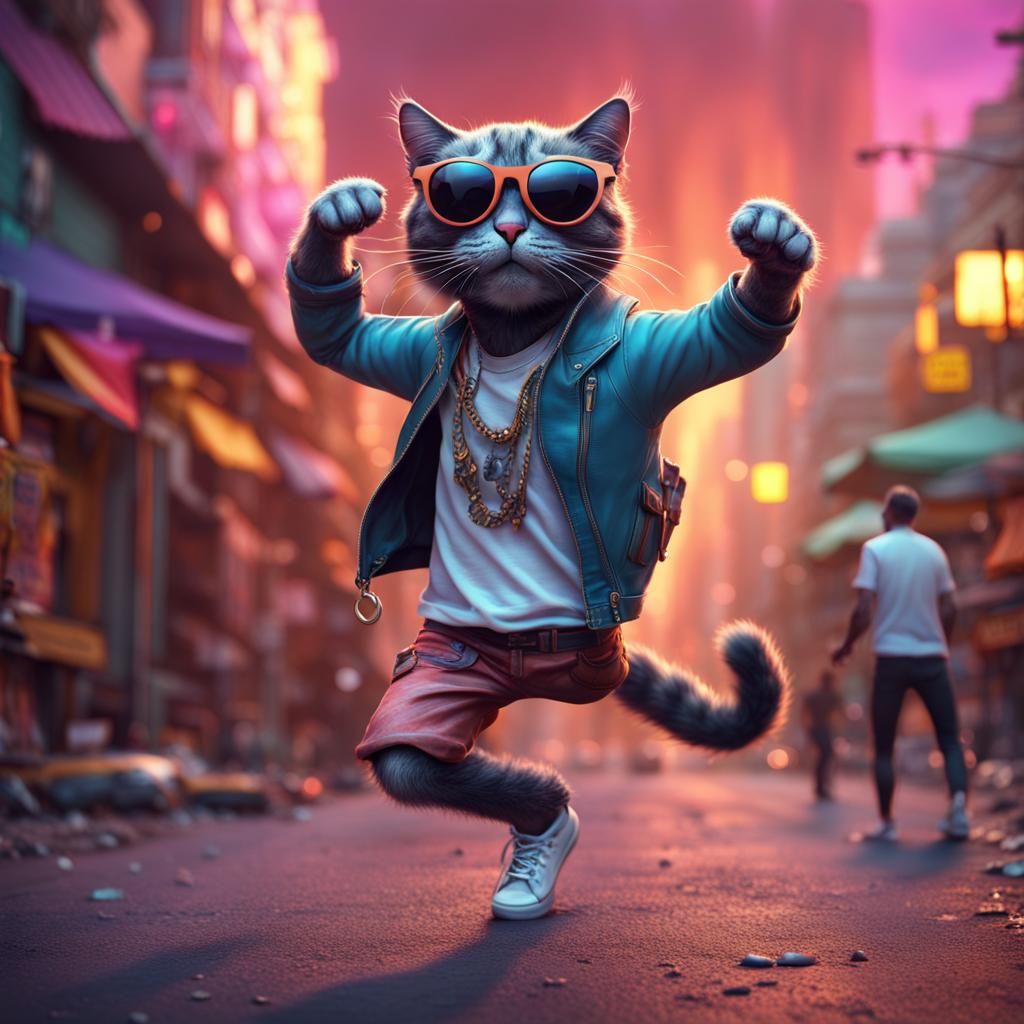 Cool Cat's Crazy Dance, Detailed Matte Painting