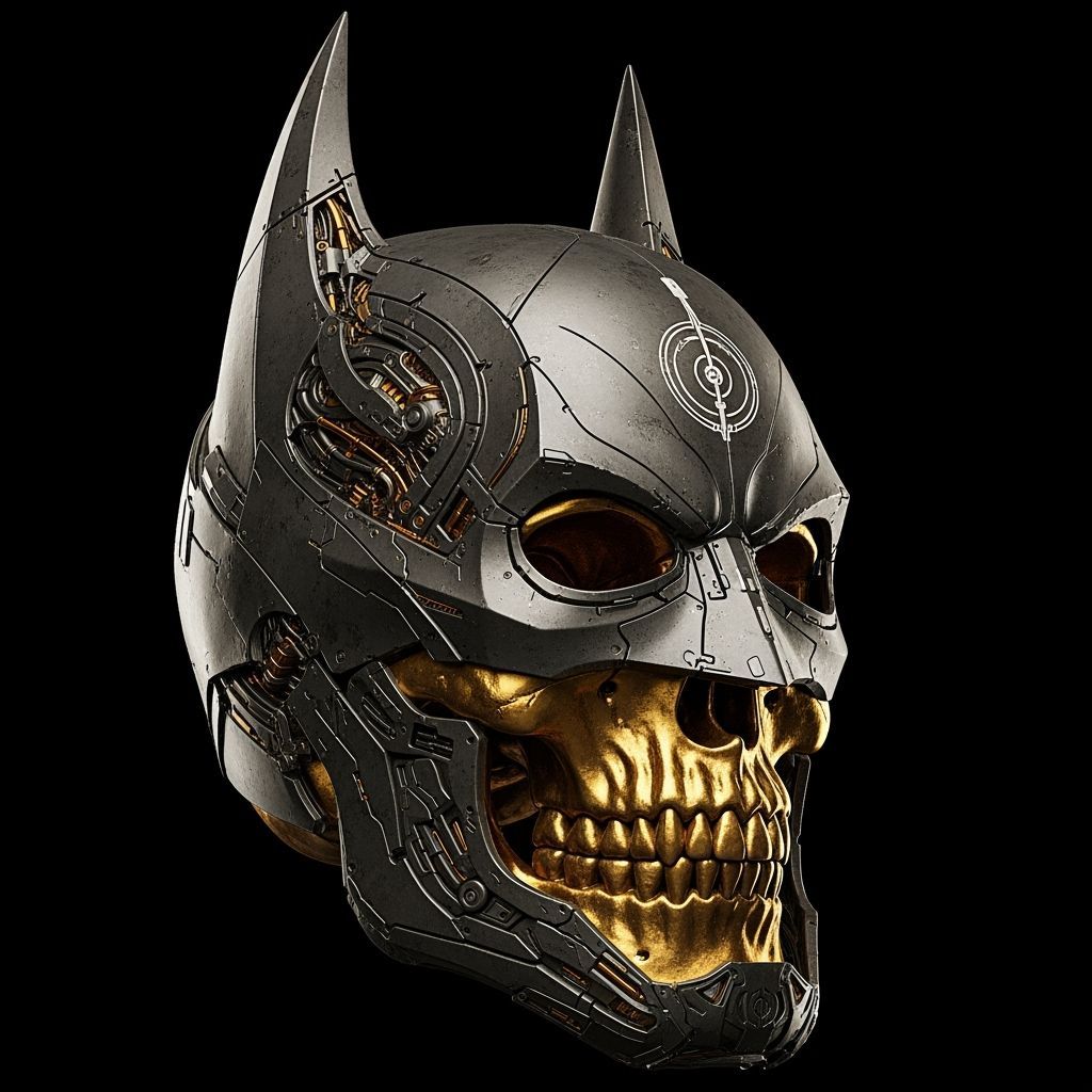 Batman Cowl on Golden Skull: Futuristic Art