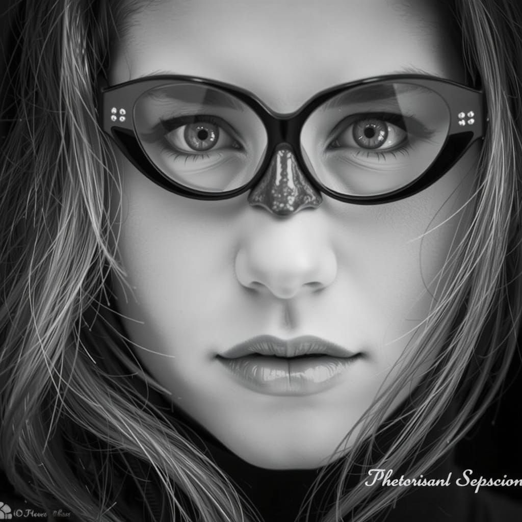 Woman Wearing Eccentric Glasses in Sharp Focus