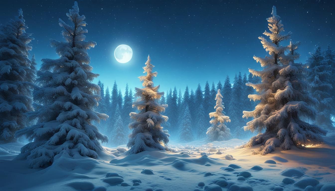 Magical Forest at Night: Digital Matte Painting