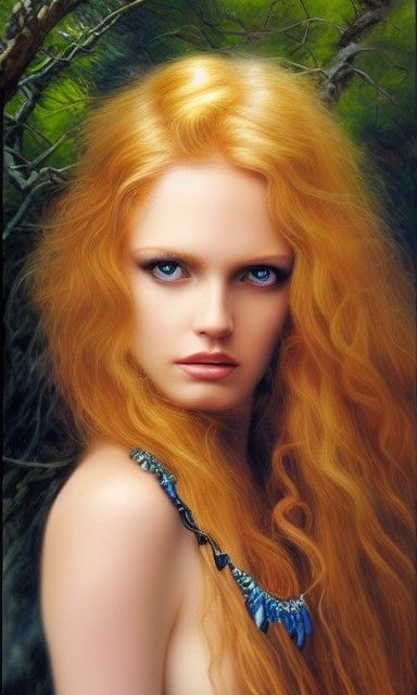 Voluptuous Blonde Woman in Airbrush Style