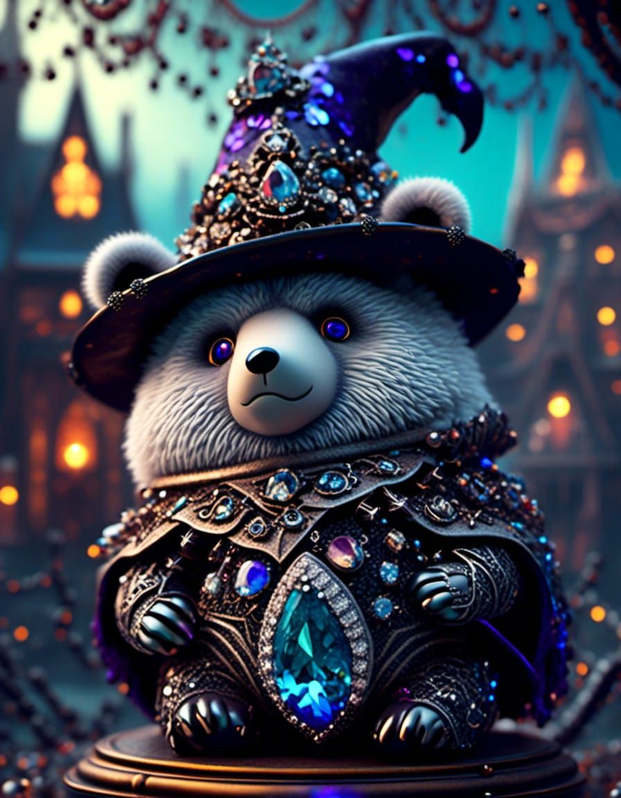 Cute Witch Bear Cub in Mirrored Armor