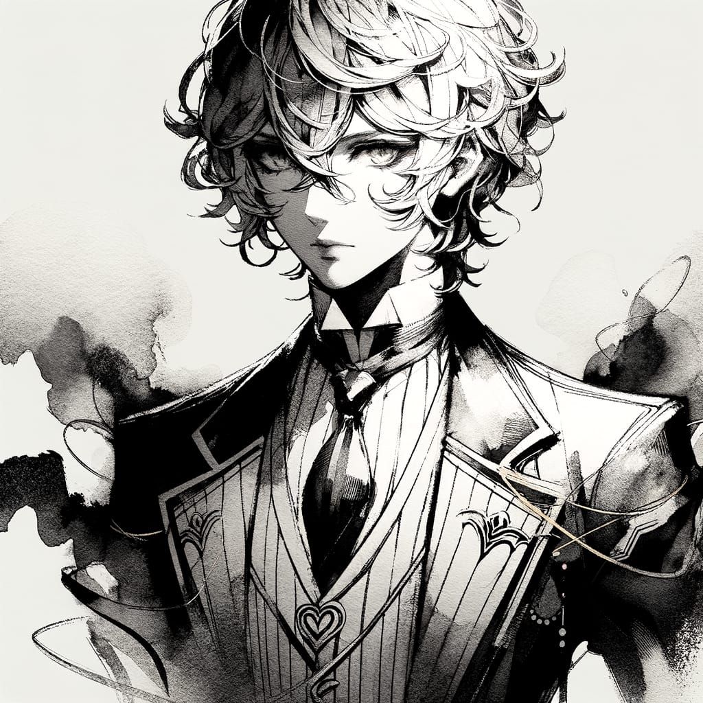 Anime-Inspired Portrait of a Charismatic Young Man in a Fitt...