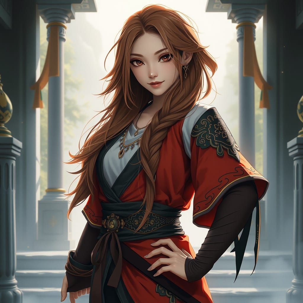 Ethereal Asian Monk in Larry Elmore-Style Fantasy Setting