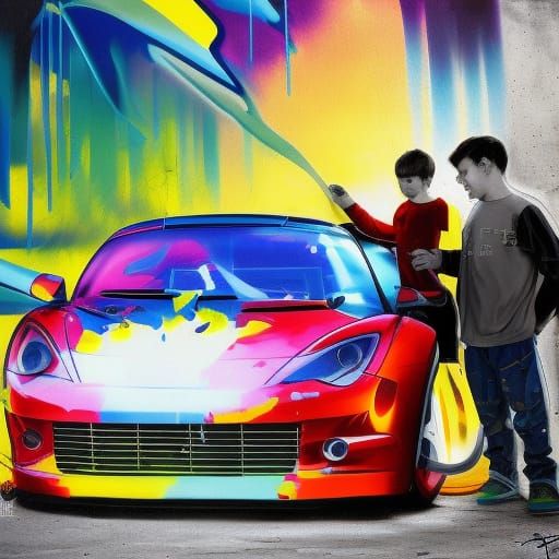 Father and Son Looking at A Sports Car