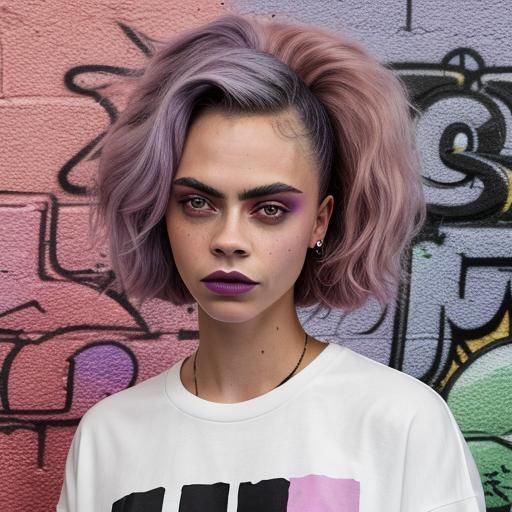 Grungy Graffiti Portrait with Watercolor and Ink