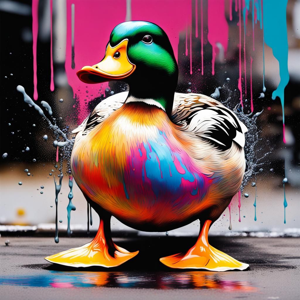 Colorful Duck Graffiti Art in Splash Style