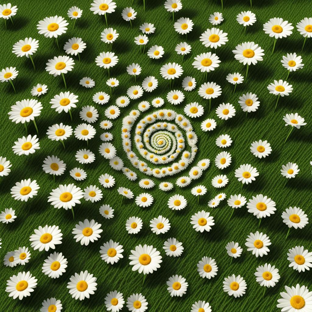 Daisy Fibonacci Spiral: Detailed Matte Painting