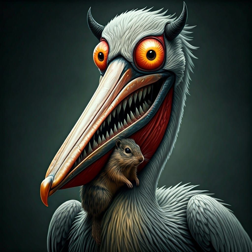 Truly Demented Pelican Fails At Dining