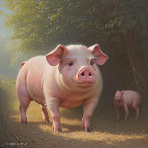 Charlotte's Web Pig in Oil Painting Style