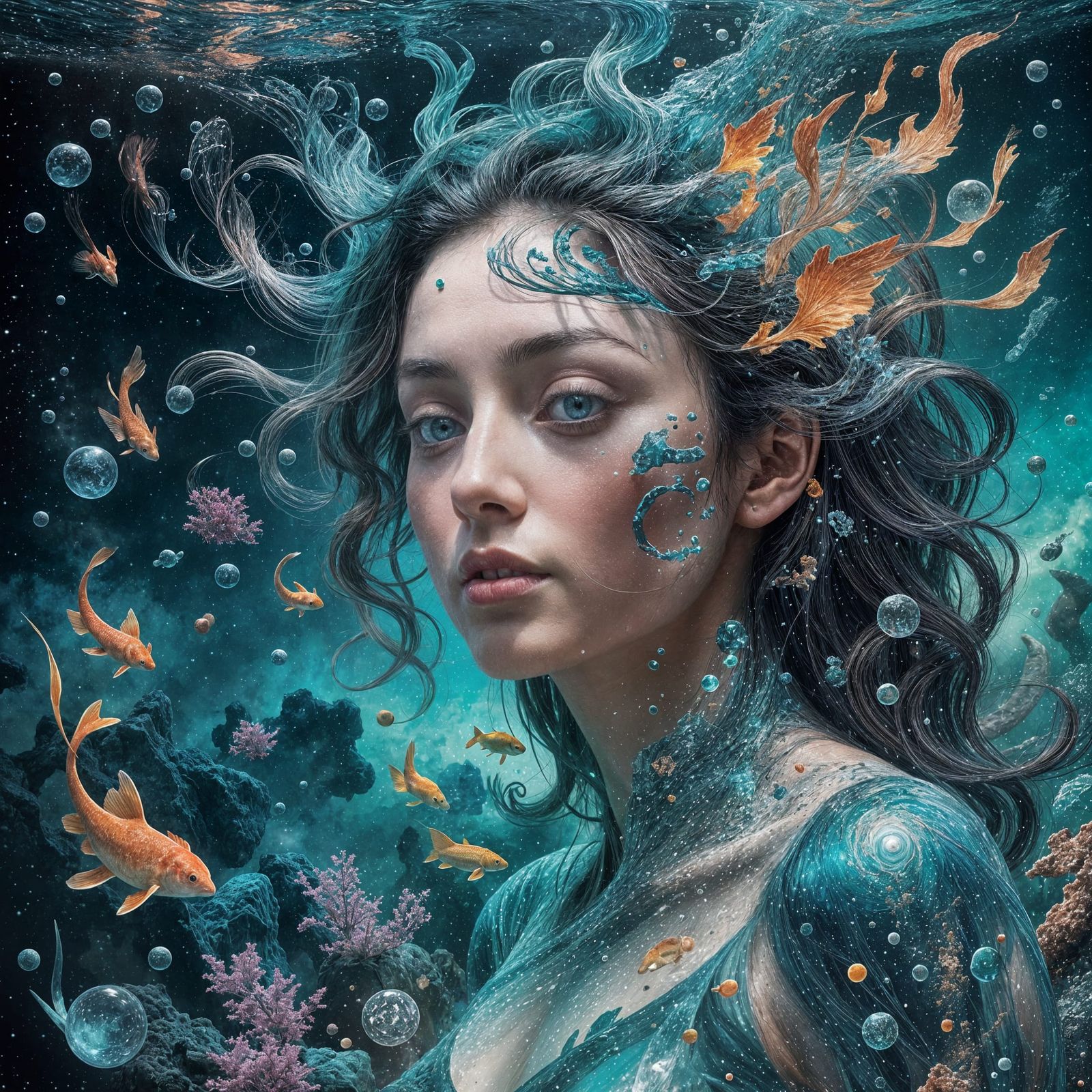 Stellar Cosmic Pisces Zodiac Unfolds in Vibrant, Ethereal Be...