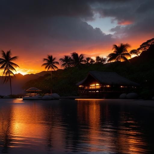 Seychelles Four Seasons Resort at Sunset