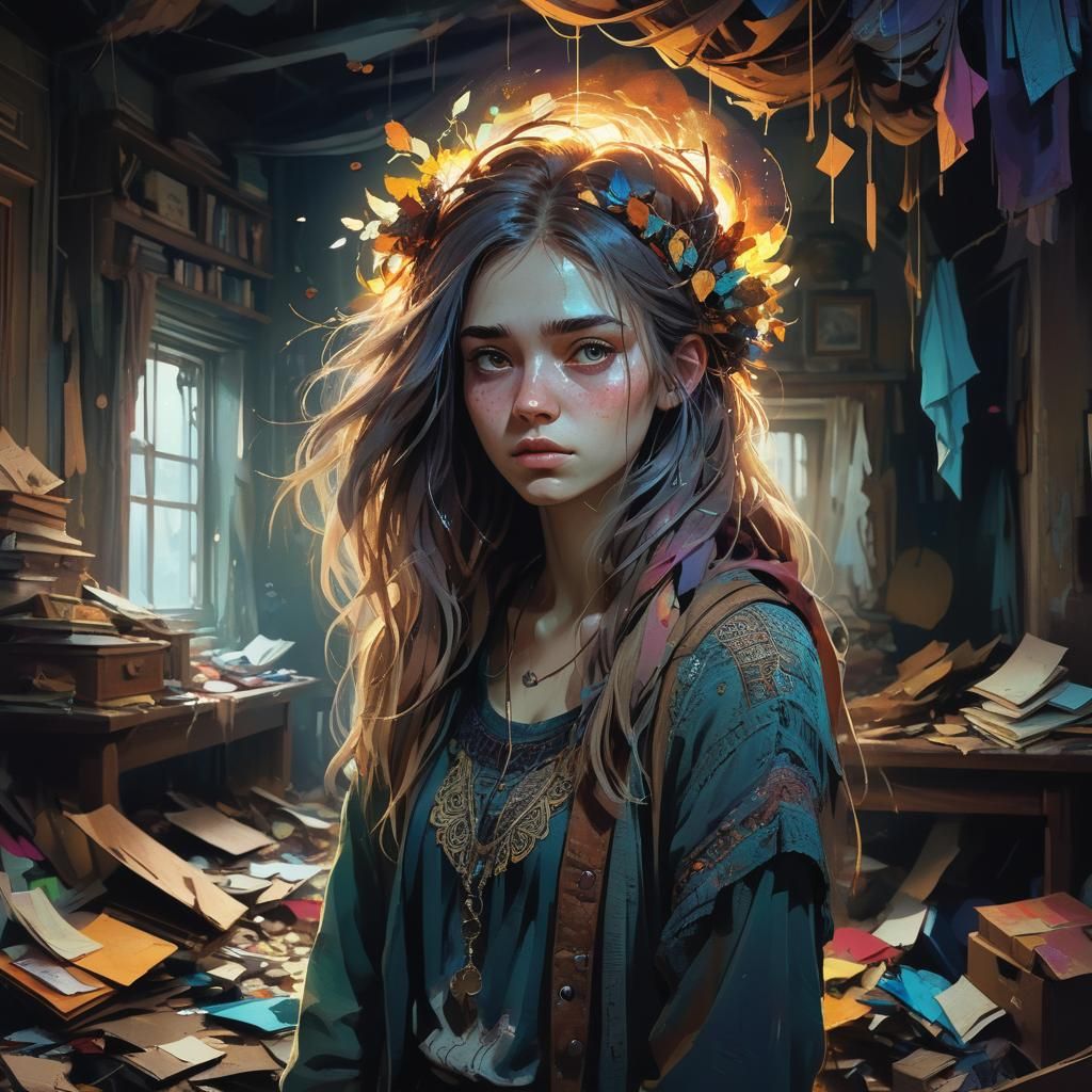 Girl with Weary Eyes in Fantasy Illustration
