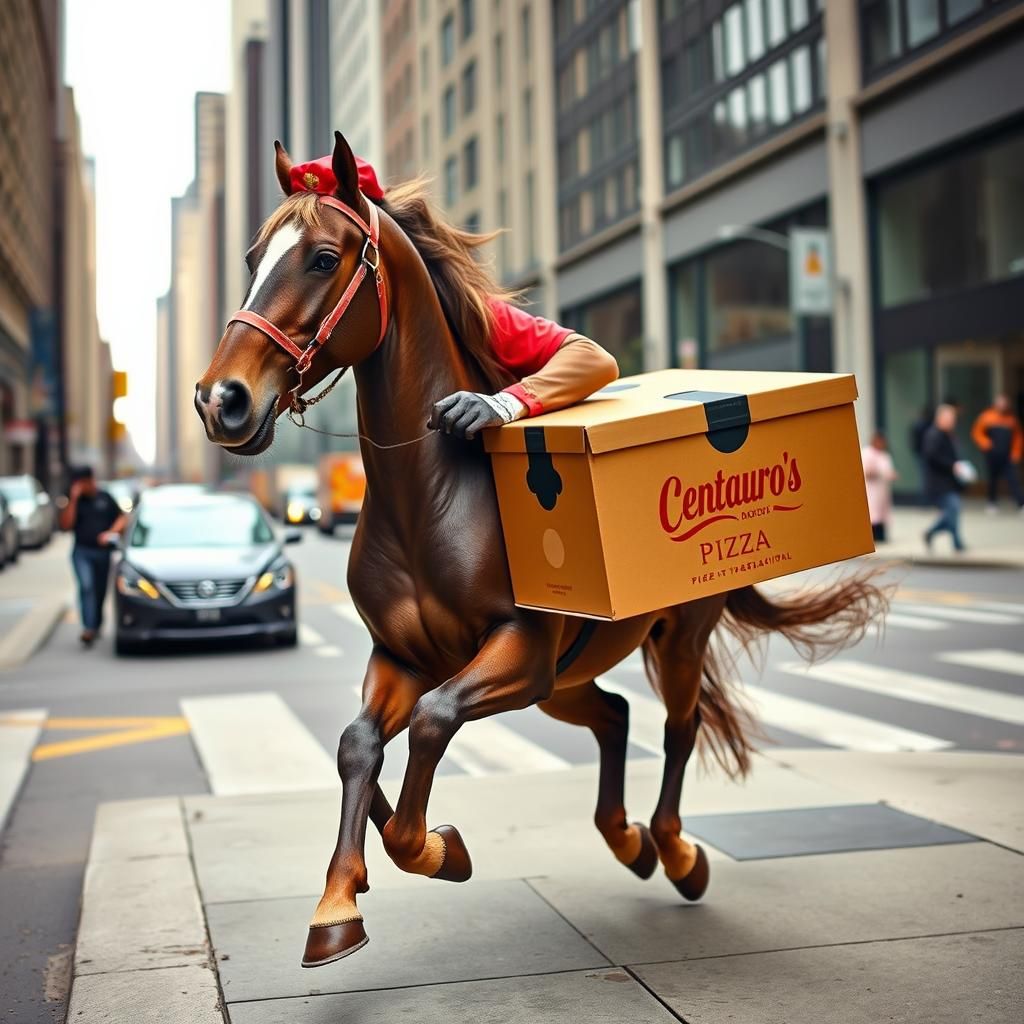 Centaur Delivers Pizza in Downtown Chicago