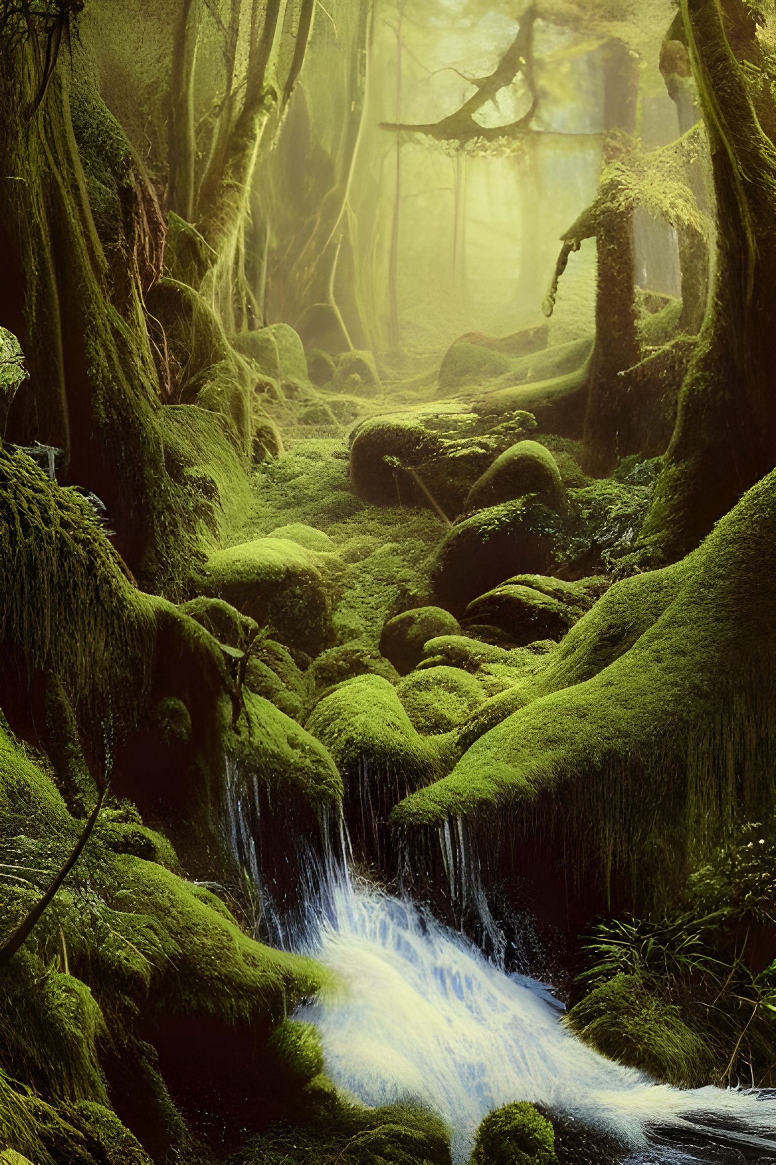 Rain Forest Stream: Serene, Detailed, and Elegant