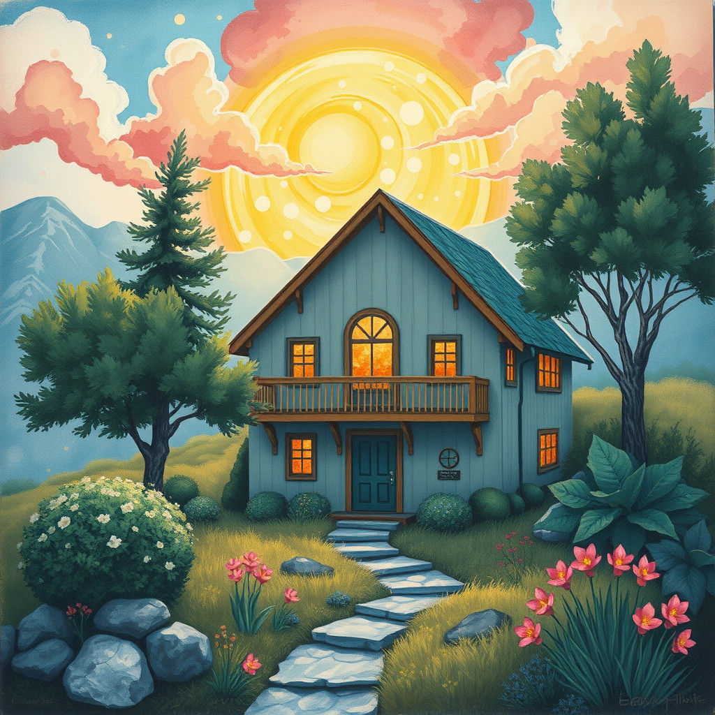 Detailed Gouache Painting: Sanctuary of Hope