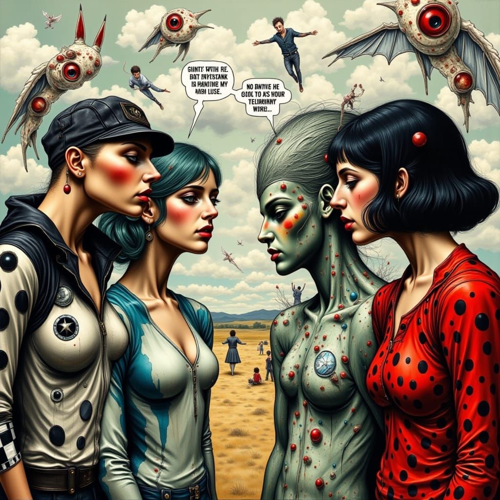 Comic Art: Checkered Characters Dislike Red-Dotted Foes