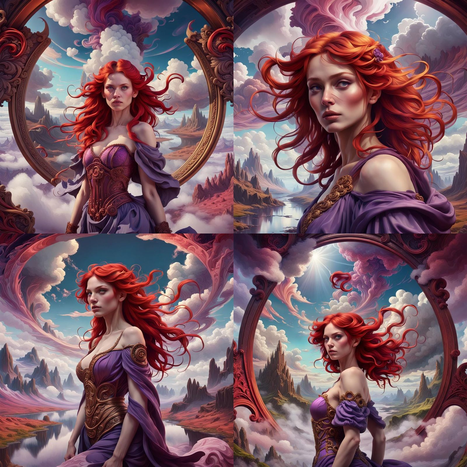 Fantasy Landscape with Reflected Redhead, Trending Art