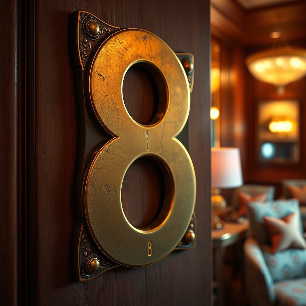 Luxurious Hotel Room Entrance with Intricately Detailed Bras...