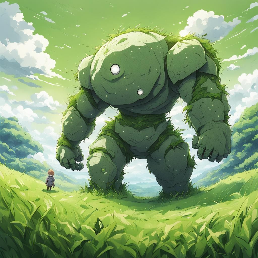 Clay Golem Rising: Anime-Style Fantasy Art