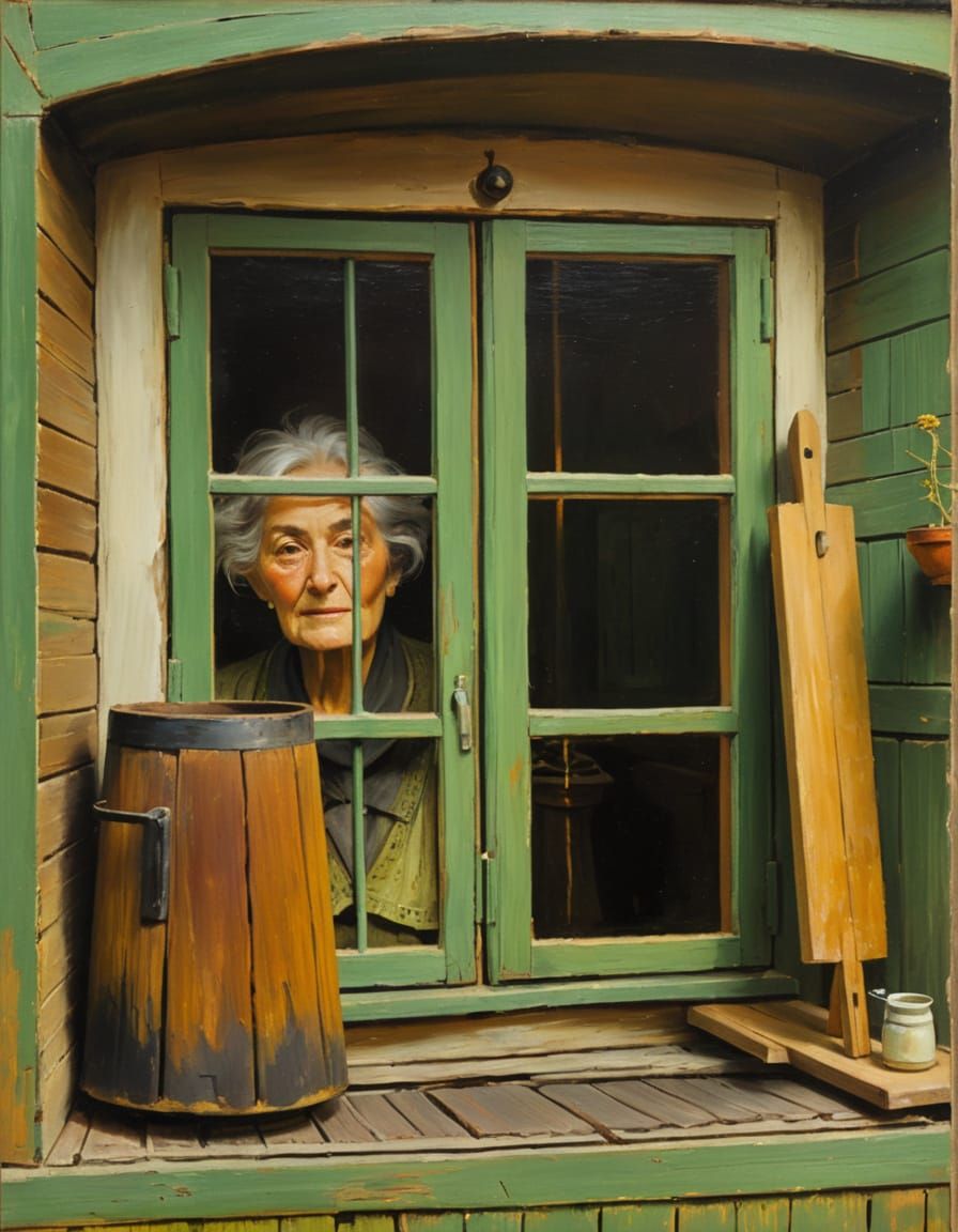 Elderly Woman in Soft Focus Oil Painting